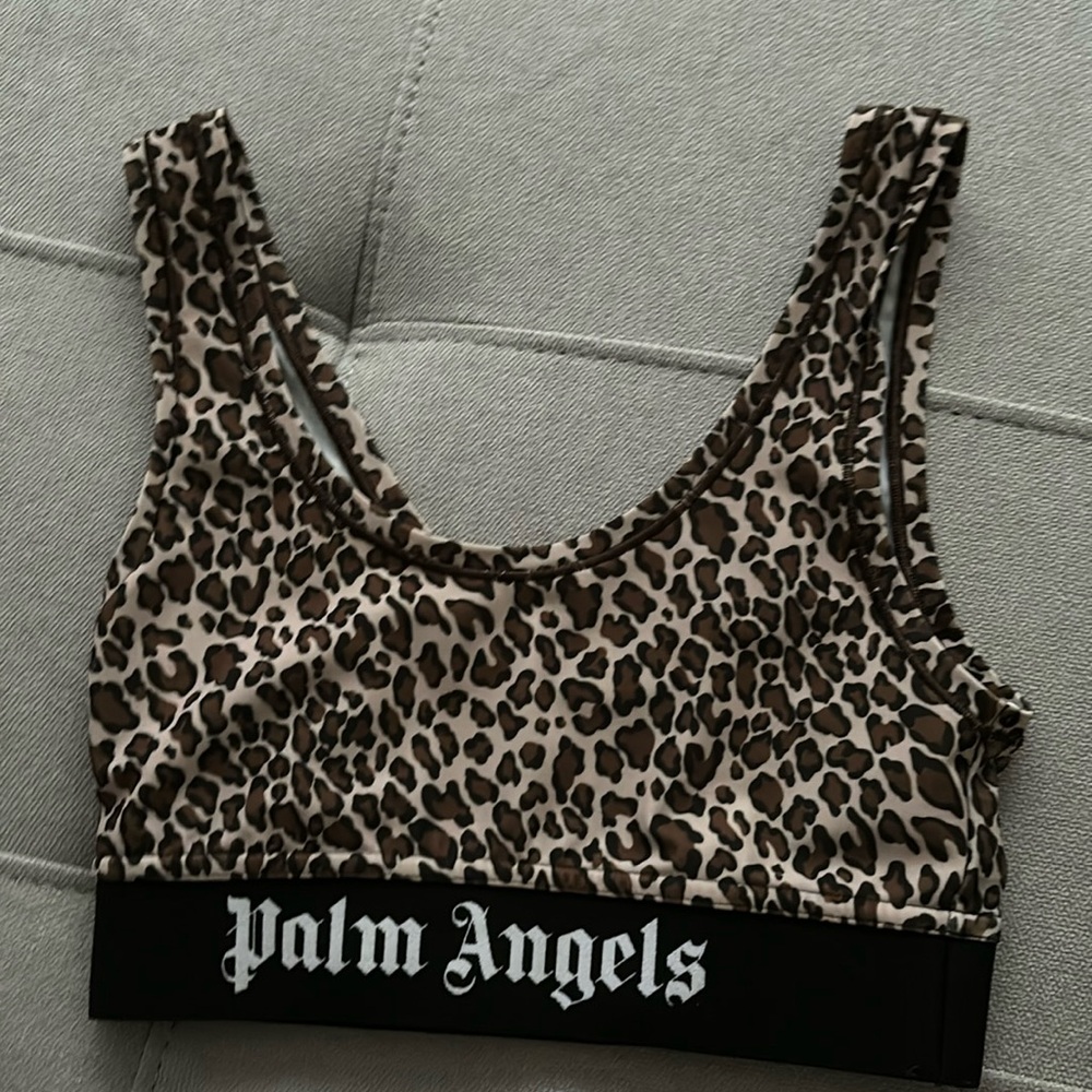 Palm Angels Leopard Print Sports Bra - Brown & Black